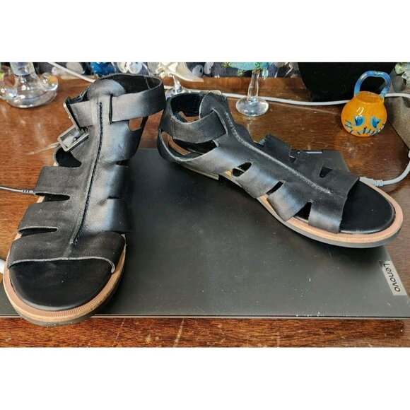 Kork-Ease Baltea Black Leather Sandals Sz 10M Comfortable Gladiator - Picture 1 of 8
